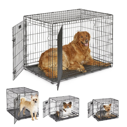 Dog Kennel Crate - Single or Double Door - Indoor or Outdoor - Stainless