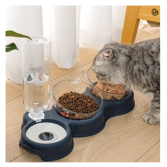 3 in 1 Feeding Center for Cats - 2 bowls PLUS automatic water dispenser
