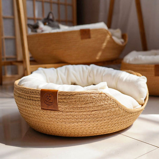 Handmade Woven Bamboo Cat Bed